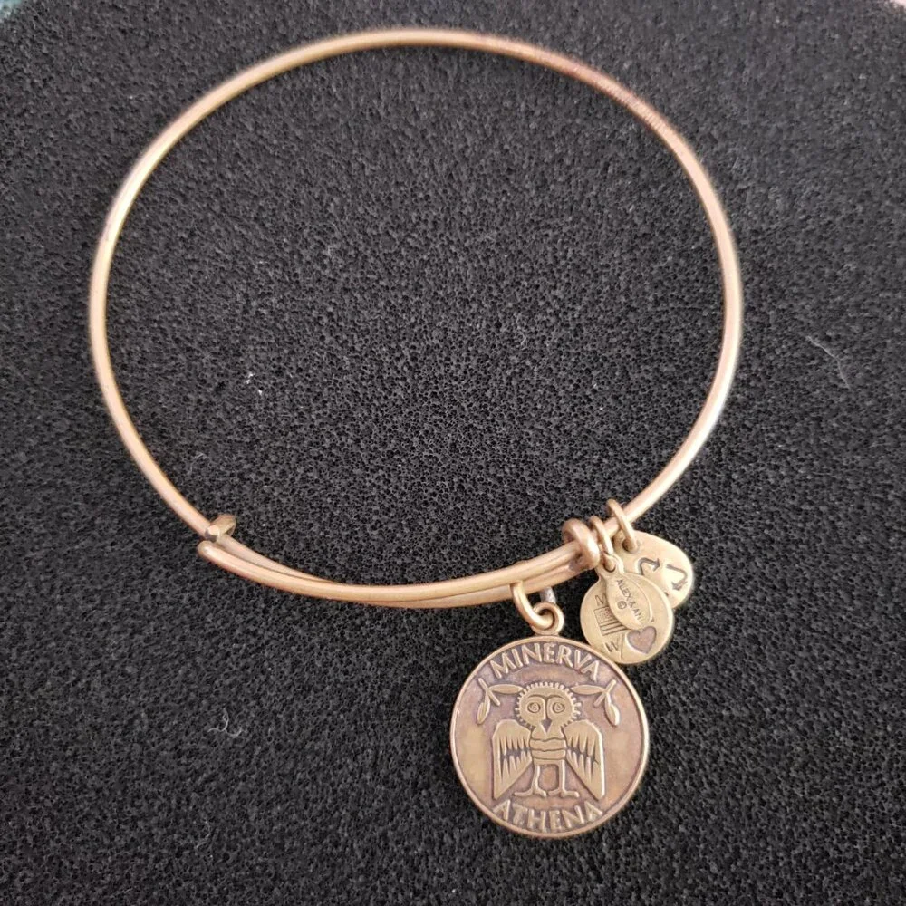 RARE - Alex and Ani - ATHENA MINERVA Charm Bracelet Bangle 31 - Picture 1 of 4